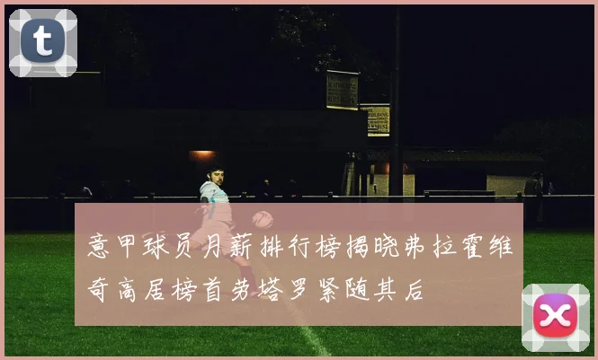 意甲球员月薪排行榜揭晓弗拉霍维奇高居榜首劳塔罗紧随其后